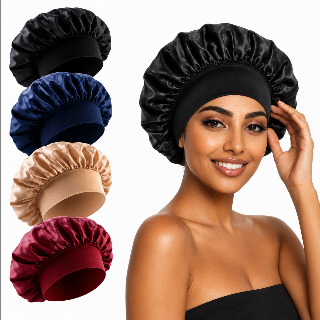 Satin Sleep Bonnet for All Hair Types – Curly, Braided & Natural Hair Night Cap