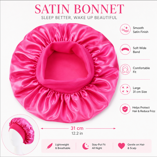 Satin Sleep Bonnet for All Hair Types – Curly, Braided & Natural Hair Night Cap