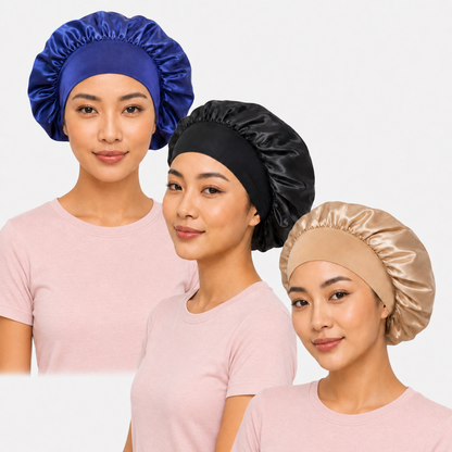Satin Sleep Bonnet for All Hair Types – Curly, Braided & Natural Hair Night Cap