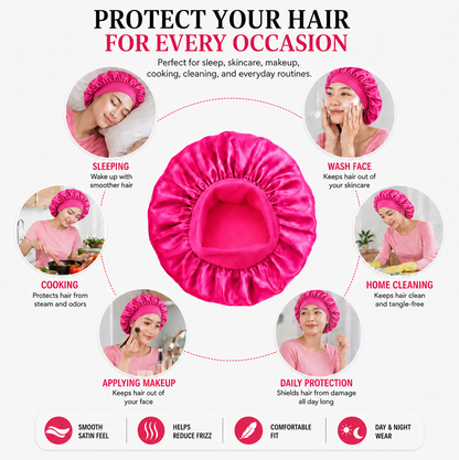 Satin Sleep Bonnet for All Hair Types – Curly, Braided & Natural Hair Night Cap